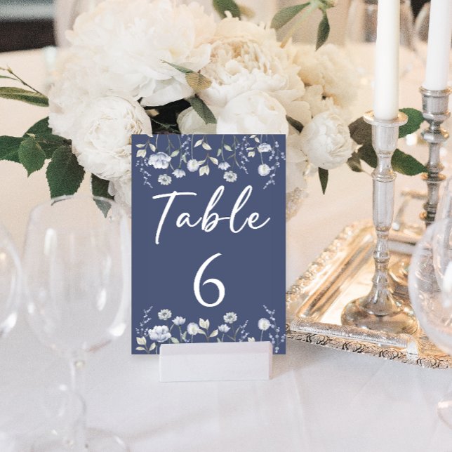 Dusty blue wildflower wedding table numbers (Creator Uploaded)