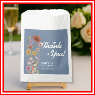 Dusty Blue Wildflower Wedding Thank You Favour Bag