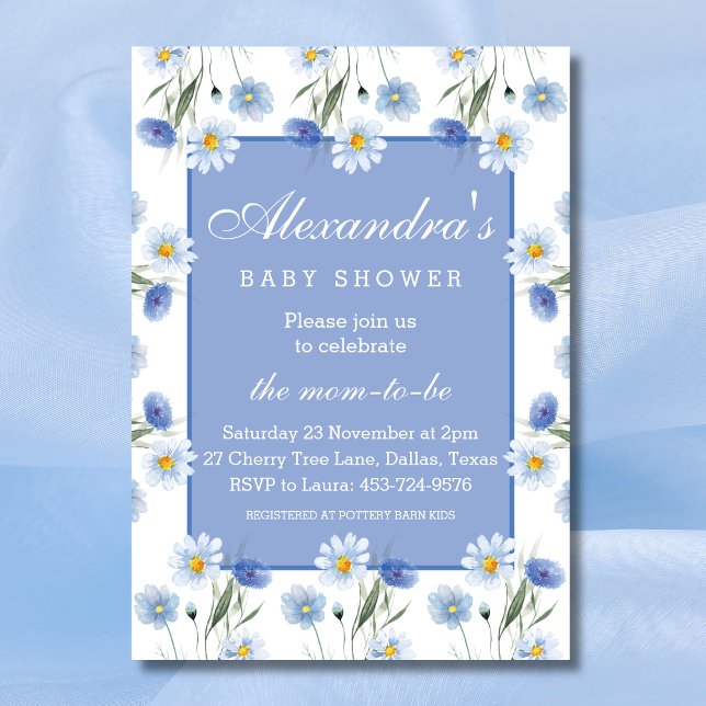 Dusty Blue Wildflowers Boho Baby Shower Invitation (Creator Uploaded)