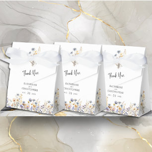 Dusty Blue Wildflowers BOHO Wedding Thank You Favour Box