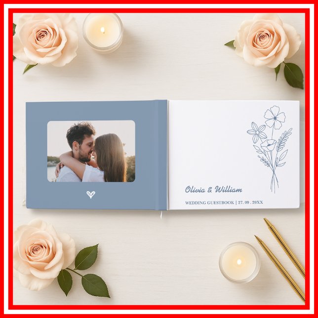 Dusty Blue Wildflowers Wedding Guest Book (Creator Uploaded)