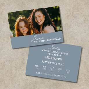 Dusty Blue Will You Be My Bridesmaid Proposal Card