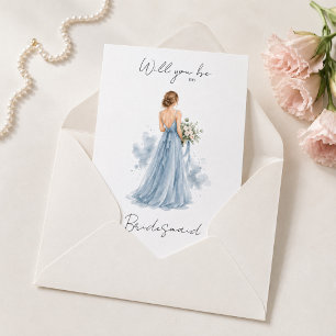Dusty Blue Will you be my Bridesmaid Proposal Card
