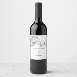 Dusty Blue Wine Bottle Thank you Label