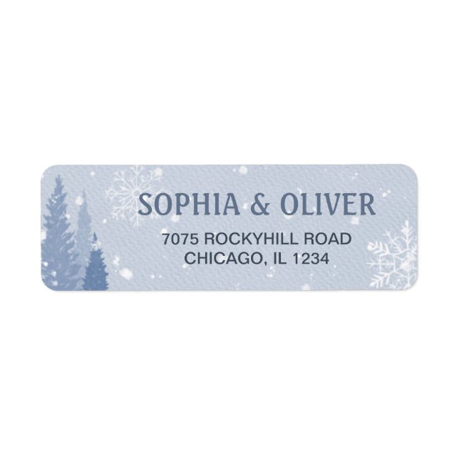 Dusty Blue Winter Landscape Return Address Label (Front)