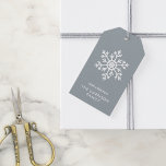 Dusty Blue Winter Snowflake Holiday Gift Tags<br><div class="desc">Custom printed holiday gift tags with a simple white snowflake on a blue grey background. Use the design tools to edit the text,  change the fonts and colours or upload your own photo to design your own unique personalised Christmas gift tags.</div>