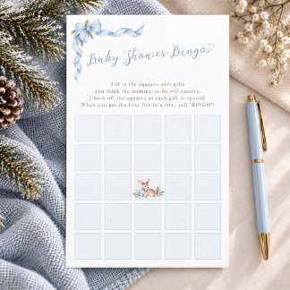 Dusty Blue Winter Wonderland Baby Boy Shower Bingo