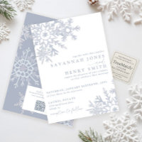 Dusty Blue Winter Wonderland Snowflake QR Wedding