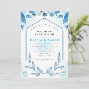 Dusty Blue Winter Wonderland Wedding Invitation