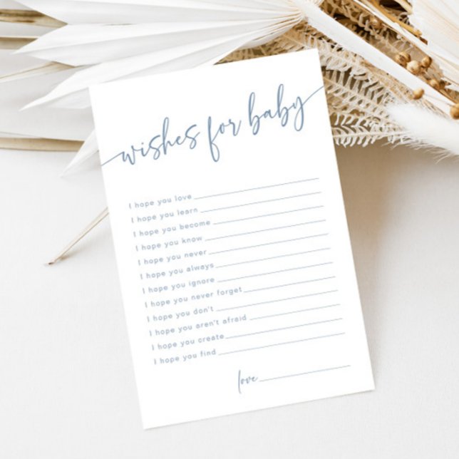 Dusty Blue Wishes for Baby Modern Minimal Advice (Creator Uploaded)