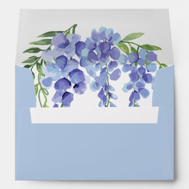 Dusty Blue Wisteria Floral Greenery  Envelope (Back (Bottom))