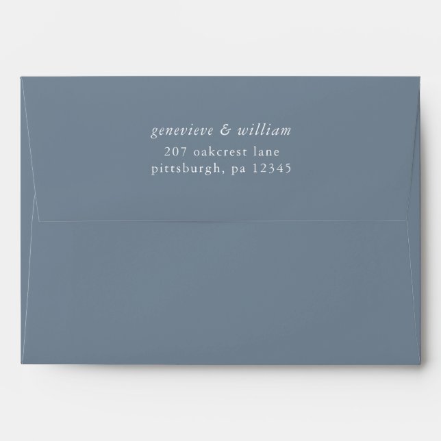 Dusty Blue with Crisp White Address Wedding Envelope (Back (Top Flap))