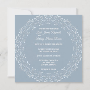 Dusty Blue with White Mandala Square Invitation