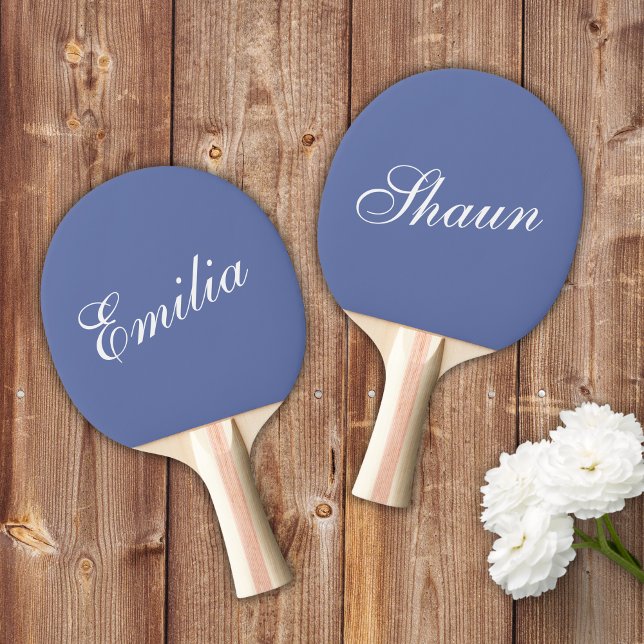 Dusty Blue with White Typography Ping Pong Paddle (Creator Uploaded)