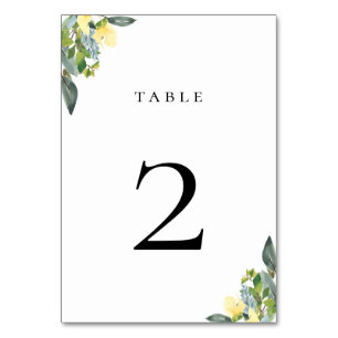 Dusty Blue Yellow Table Number Card