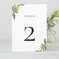 Dusty Blue Yellow Table Number Card