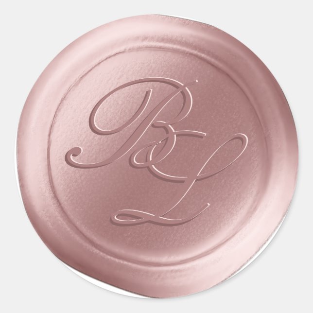 Dusty Blush Double Monogram Faux Wax Seal Stickers (Front)
