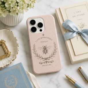 Dusty Blush Honey Bee Vintage French Country iPhone 15 Pro Case