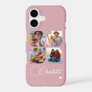 Dusty Blush Pink 4 Photo Personalised Name