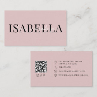 Dusty Blush Pink Hair And Makeup Business Card