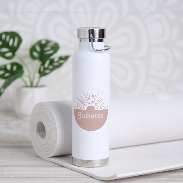 Dusty Blush Retro Font Water Bottle (Yoga)