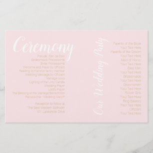 Dusty Blush Wedding Photo Ceremony Program