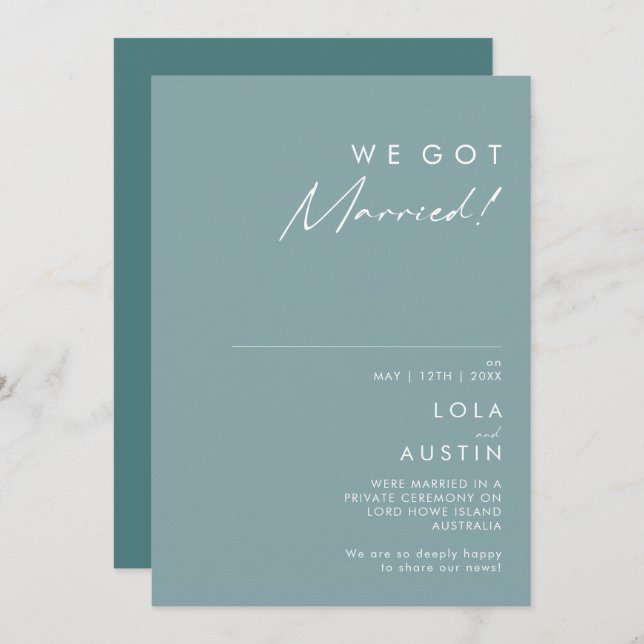 Dusty Boho | Blue and Green Elopement Announcement (Front/Back)