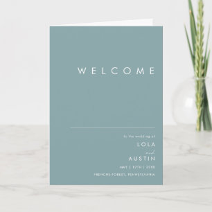 Dusty Boho   Blue and Green Folded Wedding Program