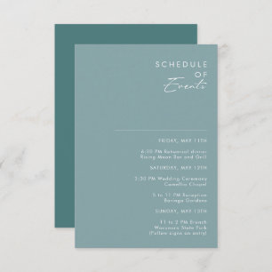 Dusty Boho   Blue and Green Schedule of Events Enclosure Card