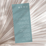 Dusty Boho | Blue and Green Wedding Dinner Menu<br><div class="desc">This Dusty Boho | Blue and Green wedding diner menu is perfect for your colourful rustic boho wedding. Its simple, unique modern design accompanied by a contemporary minimalist script, dusty blue and teal green colour palette gives this product a classic chic bohemian feel. Keep it as is, or choose to...</div>