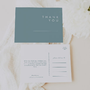 Dusty Boho   Blue and Green Wedding Thank You Postcard