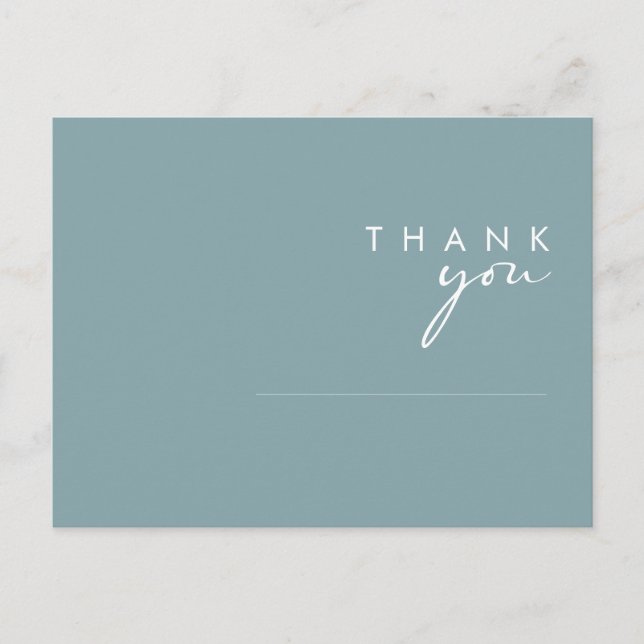 Dusty Boho | Blue and Green Wedding Thank You Postcard (Front)