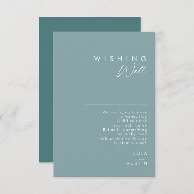 Dusty Boho | Blue and Green Wedding Wishing Well  Enclosure Card (Front/Back)