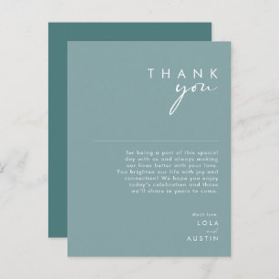 Dusty Boho Blue & Green Reception Thank You Card