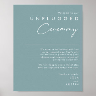 Dusty Boho Blue Unplugged Ceremony Sign