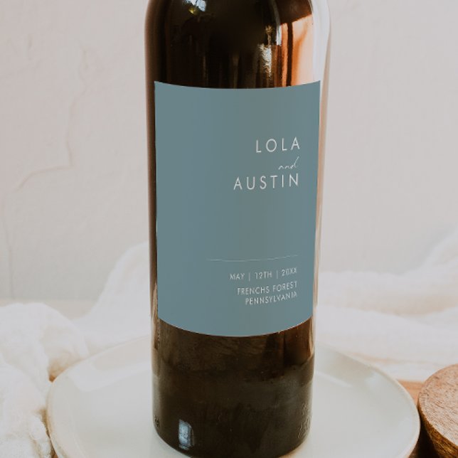 Dusty Boho | Blue Wedding Wine Label (Creator Uploaded)