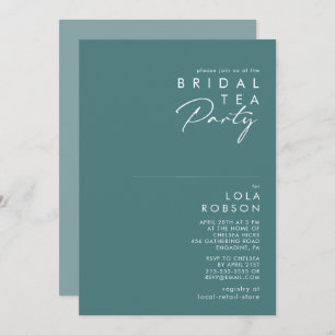 Dusty Boho   Green and Blue Bridal Tea Party Invitation