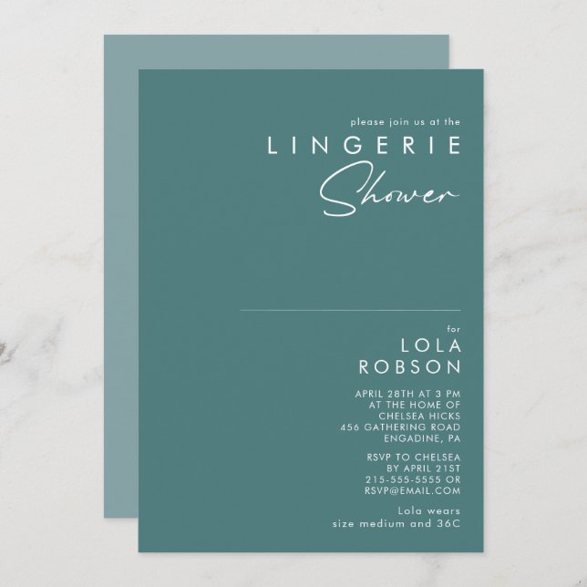 Dusty Boho | Green and Blue Lingerie Shower Invitation (Front/Back)