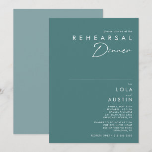 Dusty Boho Green and Blue Rehearsal Dinner Invitation