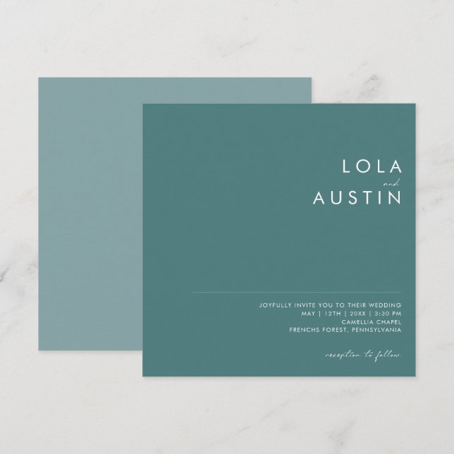 Dusty Boho | Green and Blue Square Invitation (Front/Back)