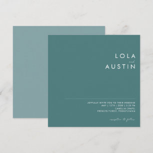 Dusty Boho   Green and Blue Square Invitation