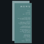 Dusty Boho | Green and Blue Wedding Dinner Menu<br><div class="desc">This Dusty Boho | Green and Blue wedding diner menu is perfect for your colourful rustic boho wedding. Its simple, unique modern design accompanied by a contemporary minimalist script, dusty blue and teal green colour palette gives this product a classic chic bohemian feel. Keep it as is, or choose to...</div>
