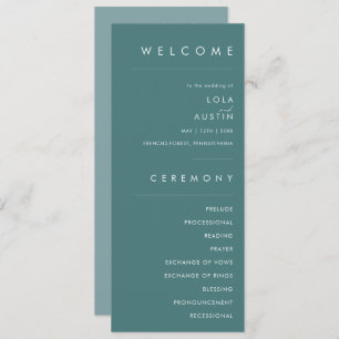 Dusty Boho   Green and Blue Wedding Program