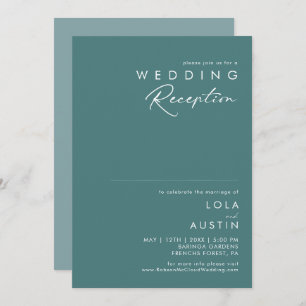 Dusty Boho   Green and Blue Wedding Reception Invitation