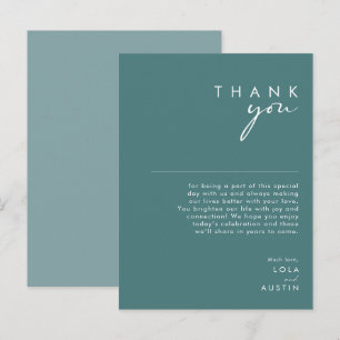 Dusty Boho Green & blue Reception Thank You Card