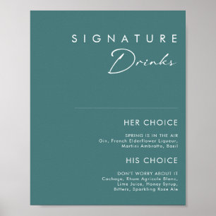 Dusty Boho Green Signature Drinks Sign