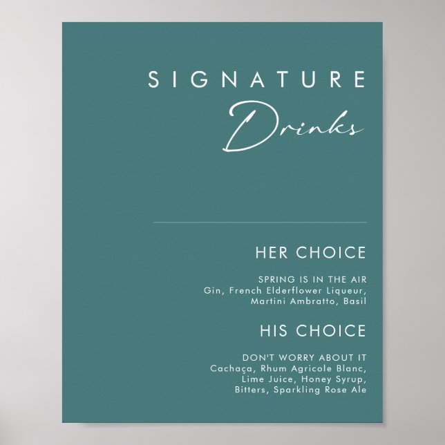 Dusty Boho | Green Signature Drinks Sign (Front)