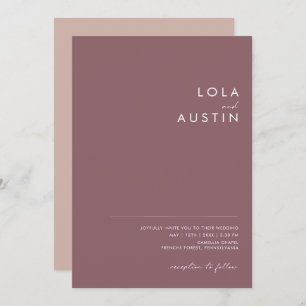 Dusty Boho   Purple and Rose All In One Wedding Invitation
