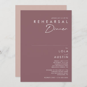 Dusty Boho   Purple and Rose Rehearsal Dinner Invitation