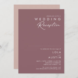Dusty Boho   Purple and Rose Wedding Reception Invitation